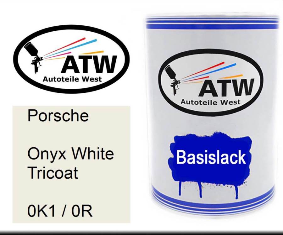 Porsche, Onyx White Tricoat, 0K1 / 0R: 500ml Lackdose, von ATW Autoteile West.